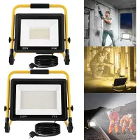 LZQ 200W LED Baustrahler: 16000LM Warmwitte LED Strahler Werklicht Met Standaard & 3m Netkabel, IP66 Waterdicht Voor Garage, Werkplaats Of Bouwvak