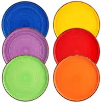 Happyment Valenza Pastaborden - 6 delig - 6 persoons - Mix kleuren - Dinerborden - Bordenset - Diepe borden - Ontbijtborden - Servies - Keukenservies