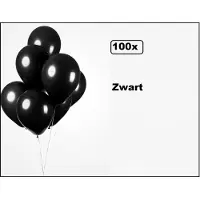 Partyxplosion 100x Ballonnen zwart 27cm - Carnaval thema feest party oud en nieuw festival