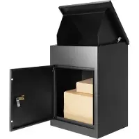 Happyment Anti-Diefstal Mailbox - Pakketbrievenbus - Muur Gemonteerd - Waterdicht - Zwart