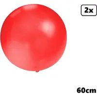 Partyxplosion 2x Mega Ballon 60 cm rood - Super Ballon carnaval festival feest party verjaardag landen helium lucht thema