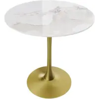 Happyment Eettafel Grandiose - 78 cm Hoge Ronde Keuken Eettafel - Gesinterde Stenen Top met Voetstuk Base - Bistro Tafel voor Vrije Tijd en Hoogteverstelling