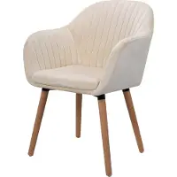 In And OutdoorMatch Gestoffeerde eetkamerstoel - velvet bekleding - ergonomisch gevormd - luxe uitstraling - crème - 50x42x81 cm