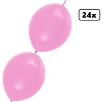 Partyxplosion 24x Doorknoop ballon lichtroze 25cm – Link Ballon - festival themafeest geboorte party