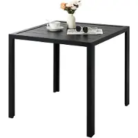 Happyment Tuintafel Zyrell - Buitentafel - Eettafel buiten - Weerbestendige Terrastafel - Rechthoekige Aluminium Tafel - 75x75x73 cm - Voor Tuin en Achtertuin - Zwart