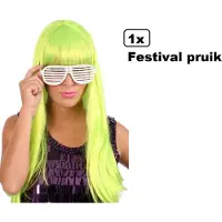 Partyxplosion Pruik Valley festival lang groen - Carnaval thema feest festival party dutch valley