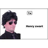 Partyxplosion Pruik Henry zwart - Themafeest heren carnaval optocht feest