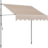 Happyment Luifel Balkon Zyrell - Luifelklem voor Tuin en Zonbescherming - Intrekbare, UV-bestendige Luifel zonder Boren - 3x1,2m - Khaki