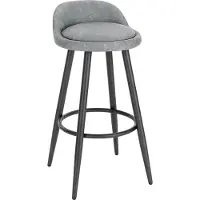 Happyment Leren Barkruk Nila - Barstoelen ergonomisch - Set van 1 - Grijs - Met kleine rugleuning - Voor Keuken & bar - Zithoogte 69cm