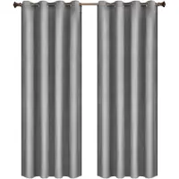 Happyment Gordijnen set Vida 2 stuks - grijs 140x225cm - Verduisterend - met Plooiband - Fluweel Isolerend