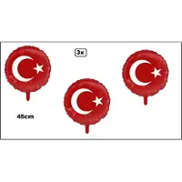 Partyxplosion 3x Folieballon Turkije 45cm - niet opgeblazen geleverd - Landen EK WK Turks festival thema feest fun