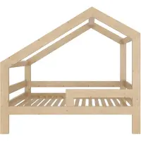 Need Sleep - Montessori Kinderbed Huisbed 70x140 cm - Naturel Hout - Peuterbed met Uitvalbescherming - Asymmetrisch