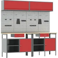 Syfax Werkbankset 8 st Rood en Grijs Gepoedercoat staal
