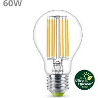Philips LED lamp E27 | Peer A60 | Ultra Efficient | Filament | 2700K | 4W (60W) | 3 stuks