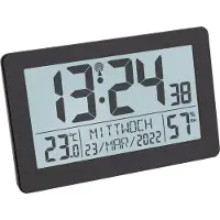 TFA 60.2557.01 Zendgestuurde klok Zendergestuurd 20.6 cm x 3 cm x 13 cm Zwart Groot display