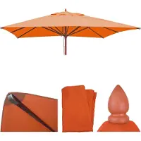 Mendler Vervangingshoes voor horeca parasol -C57, parasolhoes, vierkant 3x3m polyester 3kg ~ terracotta