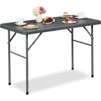 Relaxdays tuintafel inklapbaar - rotan look - 74x121,5x61 cm - weerbestendig - kunststof - staal