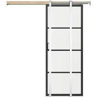 Vente-unique Schuifdeur met klamplaagsysteem - aluminium en transparant gehard glas - H205 x L63 cm - SINCA II