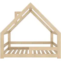 Need Sleep - Montessori Kinderbed Huisbed Peuterbed met Uitvalbescherming - Naturel Hout - 90x180 cm - met schoorsteen - symmetrisch