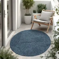 Paco Home Binnen- en buitentapijt, effen kleur, modern design, weerbestendig, geschikt voor terras en keuken, rond, diameter 80 cm