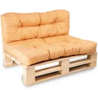 Bananair - Palletkussens Set - Tuinkussens voor Palletbank - 1x Zitkussen 120x80x15 cm & 1x Rugkussen 120x40x15 cm - Oranje
