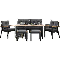 Happyment Eettafelset -Tuinmeubelset - Loungeset - Tuinlounge Lounge Set - Lounge Set - Voor Tuin of Terras - Tuinmeubelen voor 6-7 Personen met Fauteuils & Eetkar - Afneembare en Wasbare Hoezen