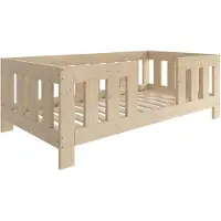 Need Sleep – Veilig Peuterbed 70x140 cm – Montessori Bedje met Hoge Valbeveiliging – Massief Hout – Naturel