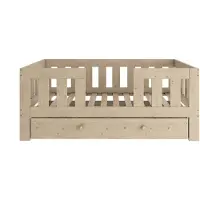 Need Sleep – Kinderbed met Lade 90x180 cm – Veilig Peuterbed met Hoge Valbeveiliging – Massief Houten Bed