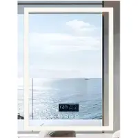 Happyment Muziek Badkamerspiegel Sonique - Met bluetooth en verlichting - 60x80cm - Voor Badkamer, Make-up & Wandmontage - Dimbaar licht - Vierkant