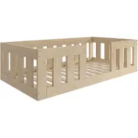 Need Sleep – Montessori Kinderbed 90x180 cm – Laag Peuterbed op de Vloer – Massief Houten Bed – Naturel