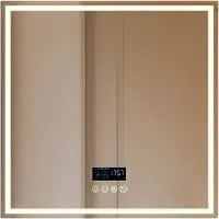 Happyment Badkamerspiegel Grandiose - Met bluetooth en verlichting - 80cm - Voor Badkamer, Make-up & Wandmontage - Dimbaar licht - Muziek - Vierkant