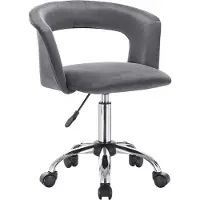 Happyment Bureaustoel deluxe op wielen - Velvet - Voor volwassenen - Donkergrijs - Ergonomische bureaustoel - In hoogte verstelbaar