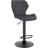 Happyment Barkruk Otta - Industrial - Donkergrijs - Barkrukken set van 1 - Barstoel Kruk - Barstoelen met rugleuning - Keukenstoel - In hoogte verstelbaar - Velvet