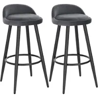 Happyment Velvet Barkrukken Tokio - Set van 2 - Grijs - Met rugleuning - Barstoelen ergonomisch - Keuken - Zithoogte 69cm