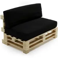 Bananair - Palletkussens Set - Afneembare hoes - Waterbestendig - Tuinkussens voor Palletbank - 1x Zitkussen 120x80x15 cm & 1x Rugkussen 120x40x15 cm - Zwart