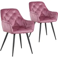 Happyment Eetkamerstoelen Fluweel - Roze - Woonkamerstoelen - Fauteuil velvet - Keukenstoelen - Kuipstoel - Set van 2