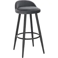 Happyment Velvet Barkruk Verilo - Barstoelen ergonomisch - Set van 1 - Donkergrijs - Met kleine rugleuning - Voor Keuken & bar - Zithoogte 69cm