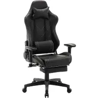Happyment Luxe Gaming stoel - Met voetsteun - Zwart - Gamestoel - Chair - Ergonomische bureaustoel - Verstelbaar - Chair - Kunstleer