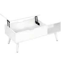 Happyment Salontafel Dulvia- Wit - Tafel voor woonkamer - Met opbergruimte en hefplank - Laptoptafel