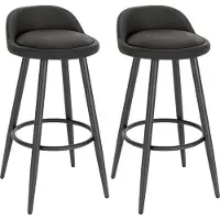 Happyment Leren Barkrukken Manchester - Set van 2 - Antraciet - Met rugleuning - Barstoelen ergonomisch - Keuken - Zithoogte 69cm
