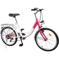 Happyment Kinderfiets Fioren - Rosaline - 20 inch - 6 versnellingen - Roze - Voor meisjes - Peuterfiets - Verstelbaar in hoogte