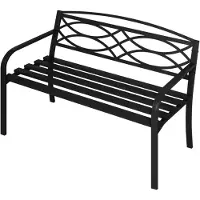 Happyment Tuinbank, 3-zits – Geschikt voor terras – Weerbestendig – Met armleuningen en rugleuning – Staal – Zwart