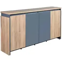 AEA Großes Büromöbel Set Schreibtisch Massivholz Möbel Kommode Braun 4tlg