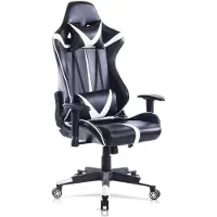 Happyment Gamestoel Liverpool - Kunstleer - Met rugleuning en armleuning - In hoogte verstelbaar - Ergonomisch - Wit/zwart