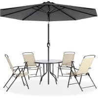 ACXIN handmatige parasol - 350 cm - donkergrijs - niet‑kantelbaar - UV‑bescherming