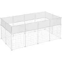 Happyment Dierenren Larry - XXL Ren Deluxe - Verstelbaar - Voor binnen - Puppyren - Kleine dieren - Kittens - Wit - 142 x 71 x 53cm