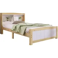 Happiq Eenpersoonsbed - Kinderbed - Kinderbedden - Voor Kinderen of Jeugd - Met Opberghoofdeinde & Lattenbodem - Grenenhout in Natuurlijk Wit - 90x200cm