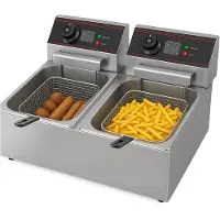 Happyment Dubbele Frituurpan Deluxe - 2x 6L - Frietpan dubbel - Friteuse - 2x 2500W - PTFE - 220V