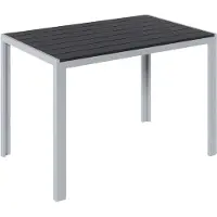 Happyment Tuintafel Valora - Buitentafel - Eettafel buiten - Outdoor - Voor Tuin & Terras - Rechthoekige Aluminium Tafel met Metalen Lattenbodem - 110x70x73 cm - Grijs