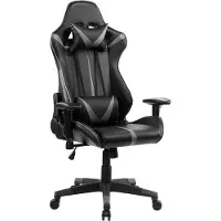 Happyment Gamestoel Bristol - Kunstleer - Met rugleuning en armleuning - In hoogte verstelbaar - Ergonomisch - Grijs/zwart